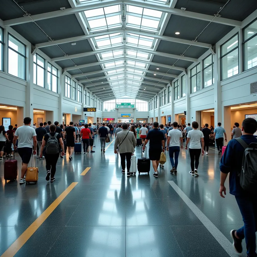 Tampa International Airport Terminal with Busy Travelers