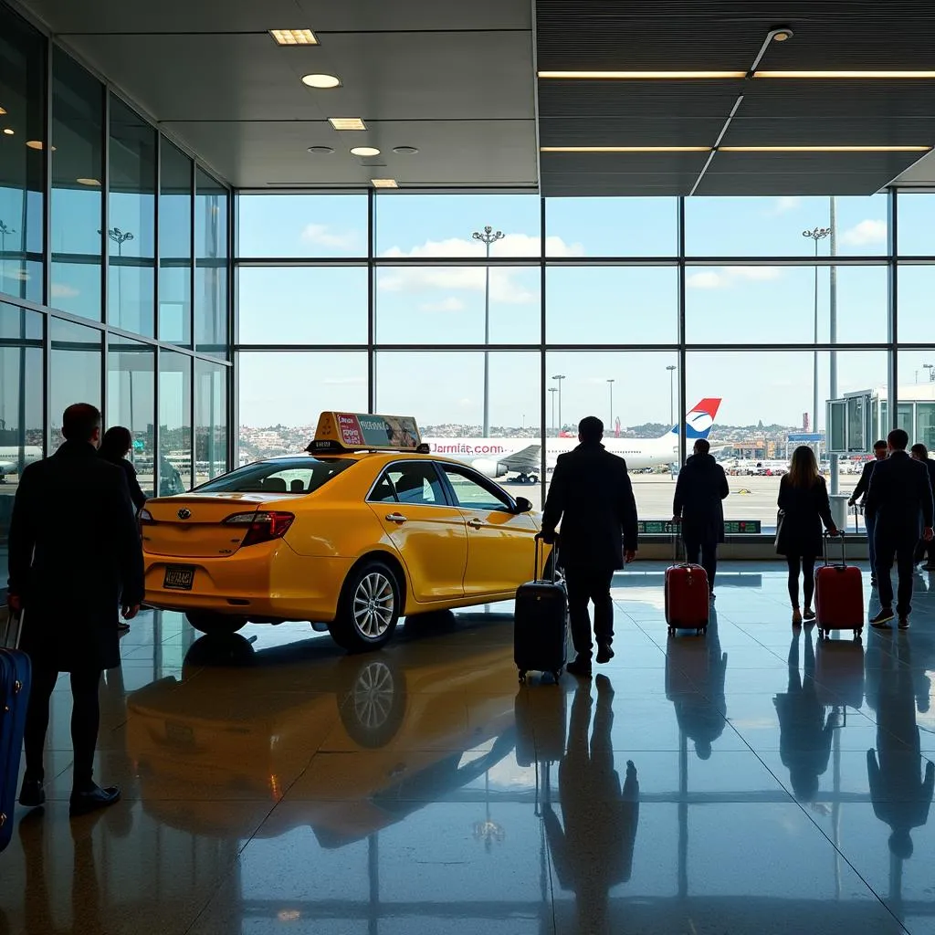 Taxi Waiting Outside Airport Terminal