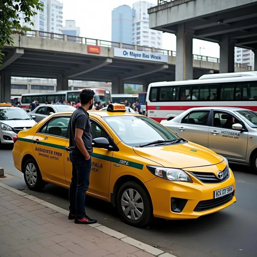 Taxi waiting outside Majestic Bus Stand