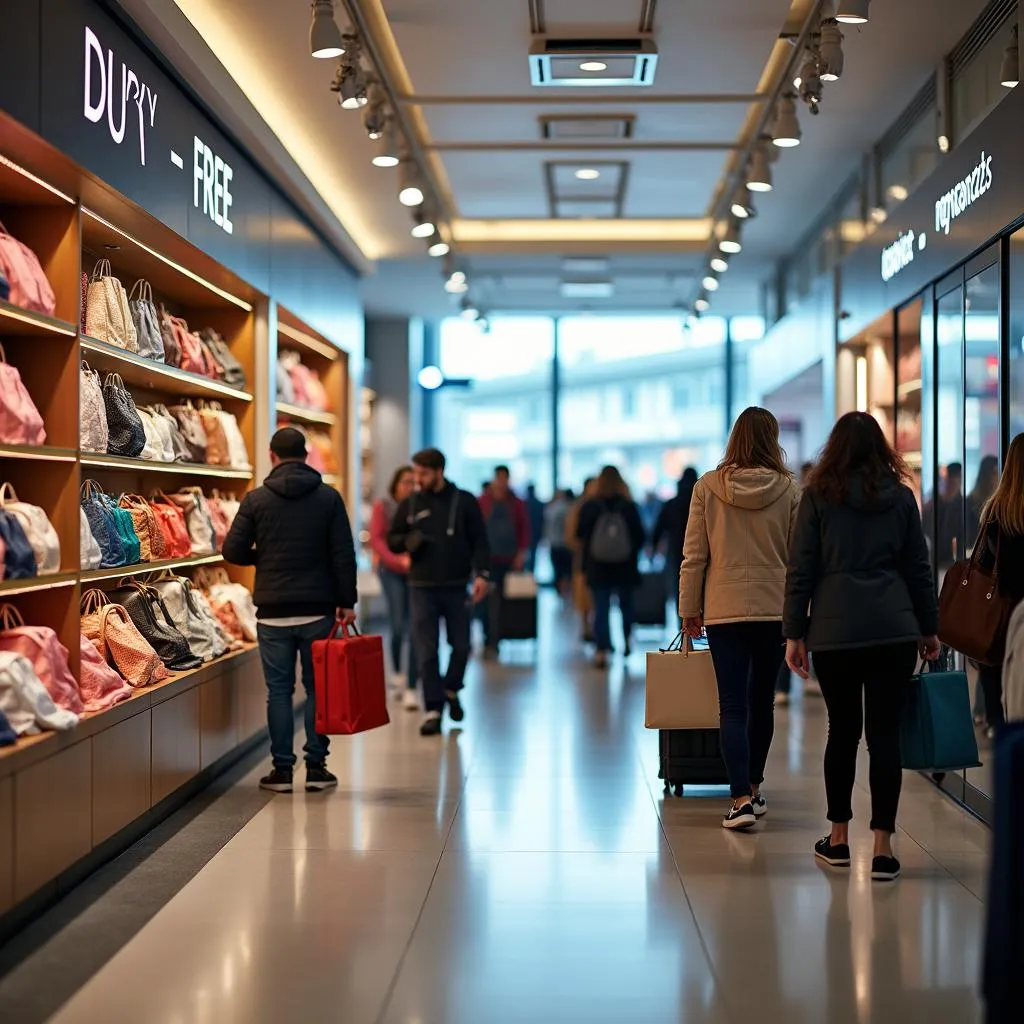 Shoppers browsing duty-free at Tipu Sultan Airport