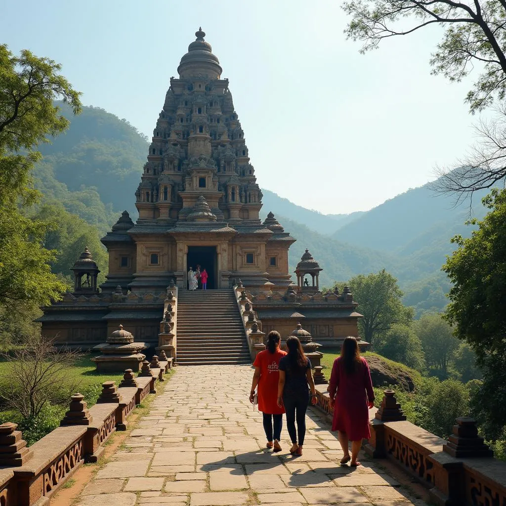 Tourists visiting the Tapkeshwar Temple near Jolly Grant Airport, Dehradun