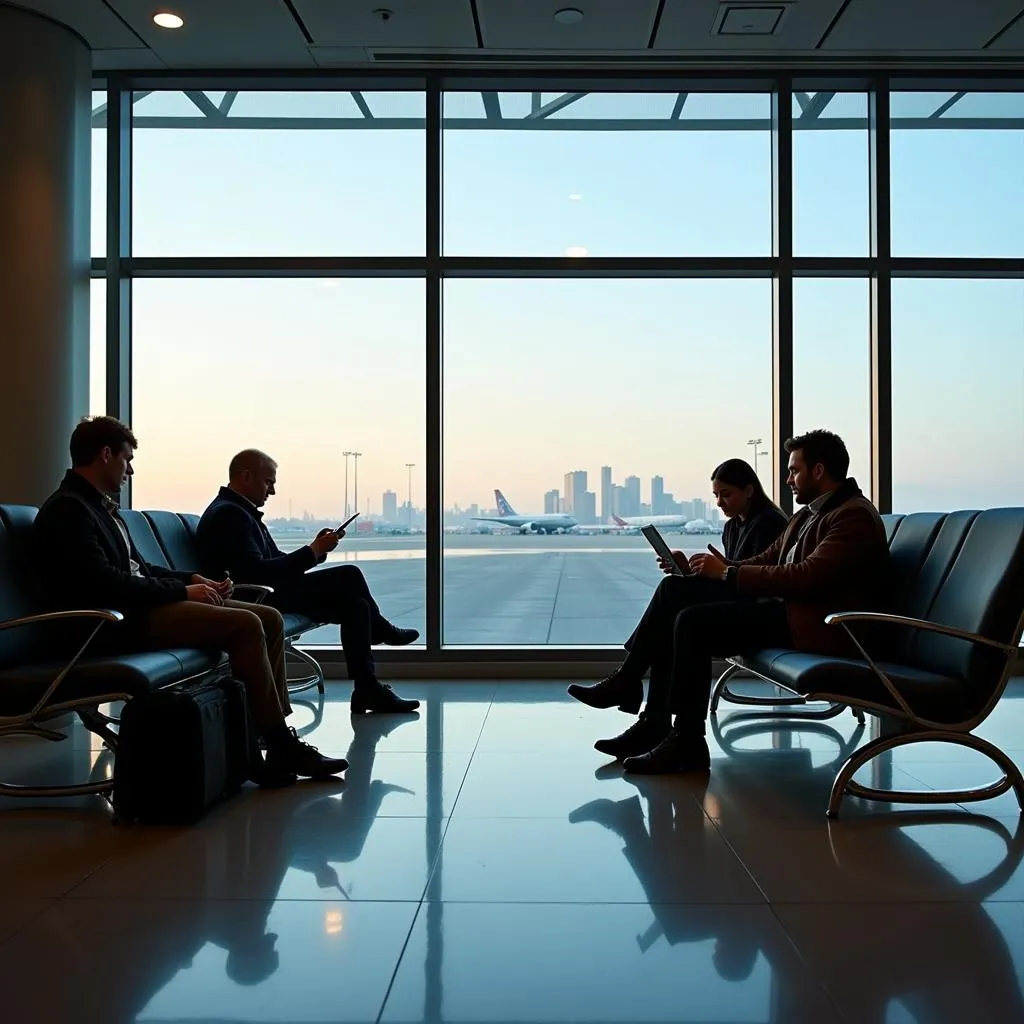 Passengers waiting at the departure gate in MFE Airport