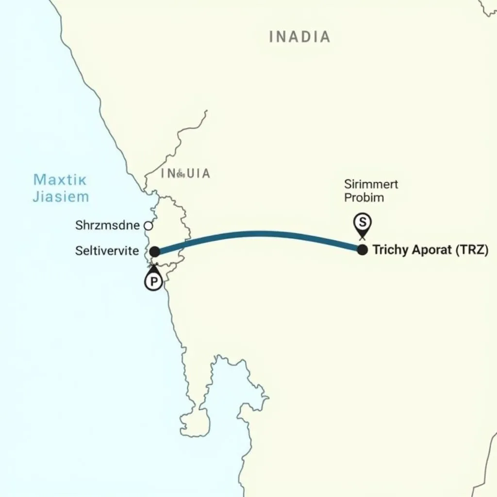 Trichy Airport to Srirangam Map