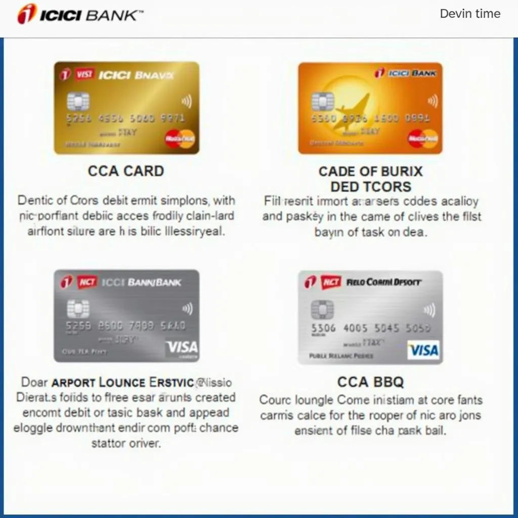 Different types of ICICI bank debit cards with airport lounge access feature