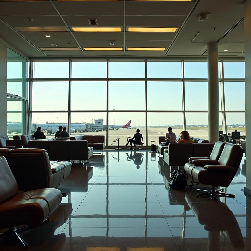 Spacious and modern departure lounge at Venice Marco Polo Airport