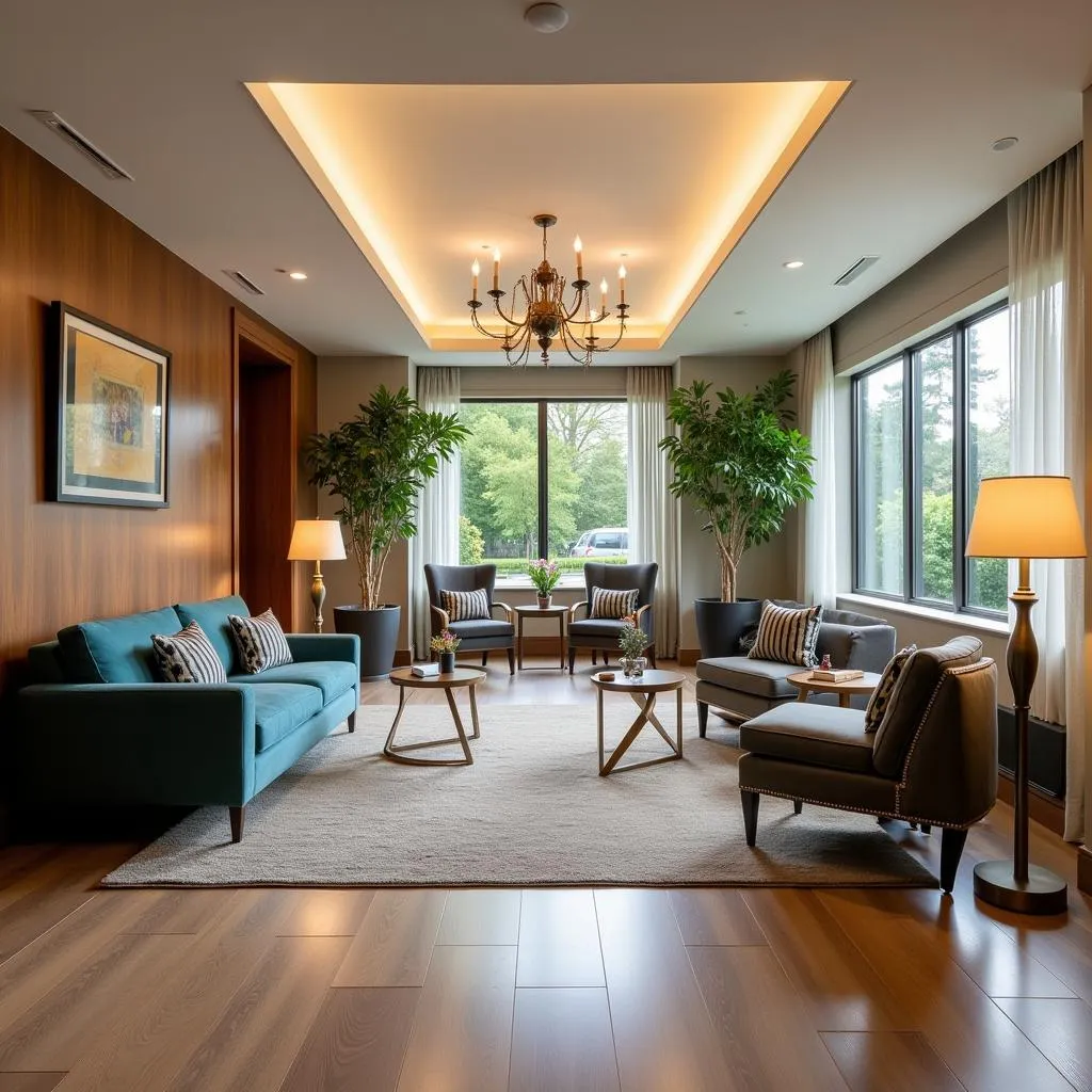 The elegant and spacious lobby area at the Westin San Francisco Airport