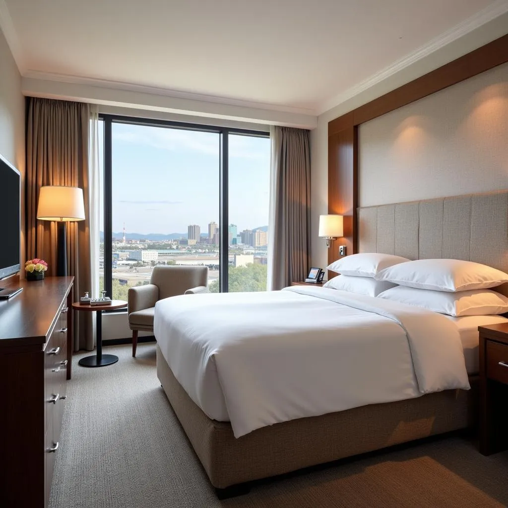 Spacious and inviting guest room at the Westin San Francisco Airport