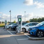 Electric vehicle charging stations at the airport