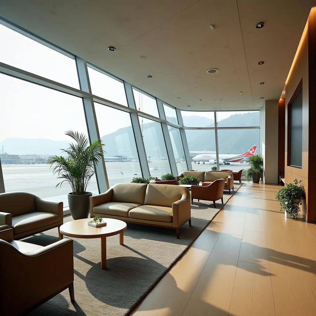 Modern and spacious Zurich Airport lounge interior