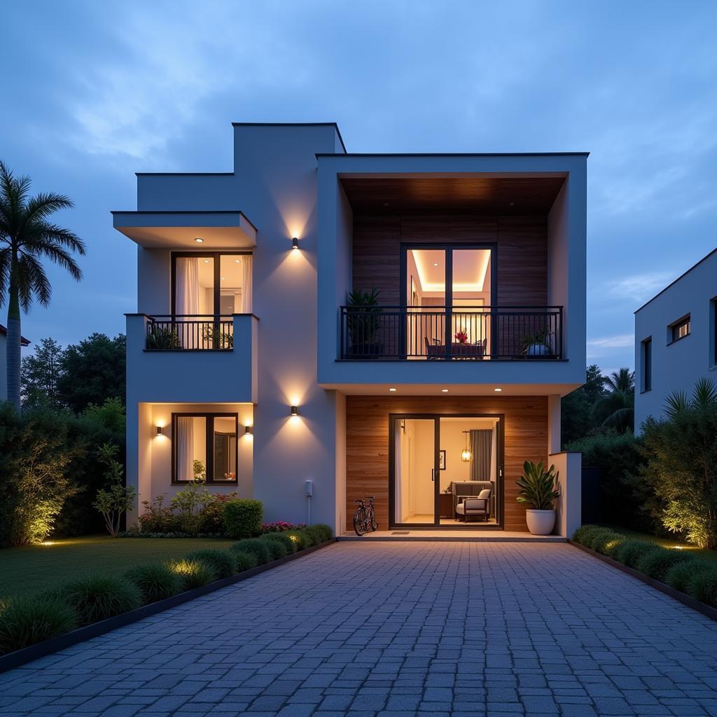 Exterior view of a luxurious 3 BHK villa near Shamshabad Airport