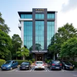 Modern exterior of a 3-star hotel near Bangalore International Airport