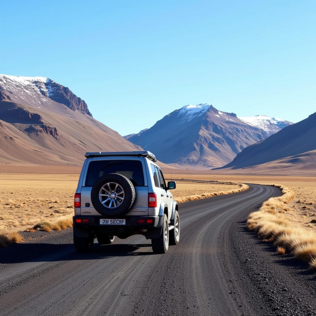 4x4 Vehicle Traversing an F-Road in the Icelandic Highlands