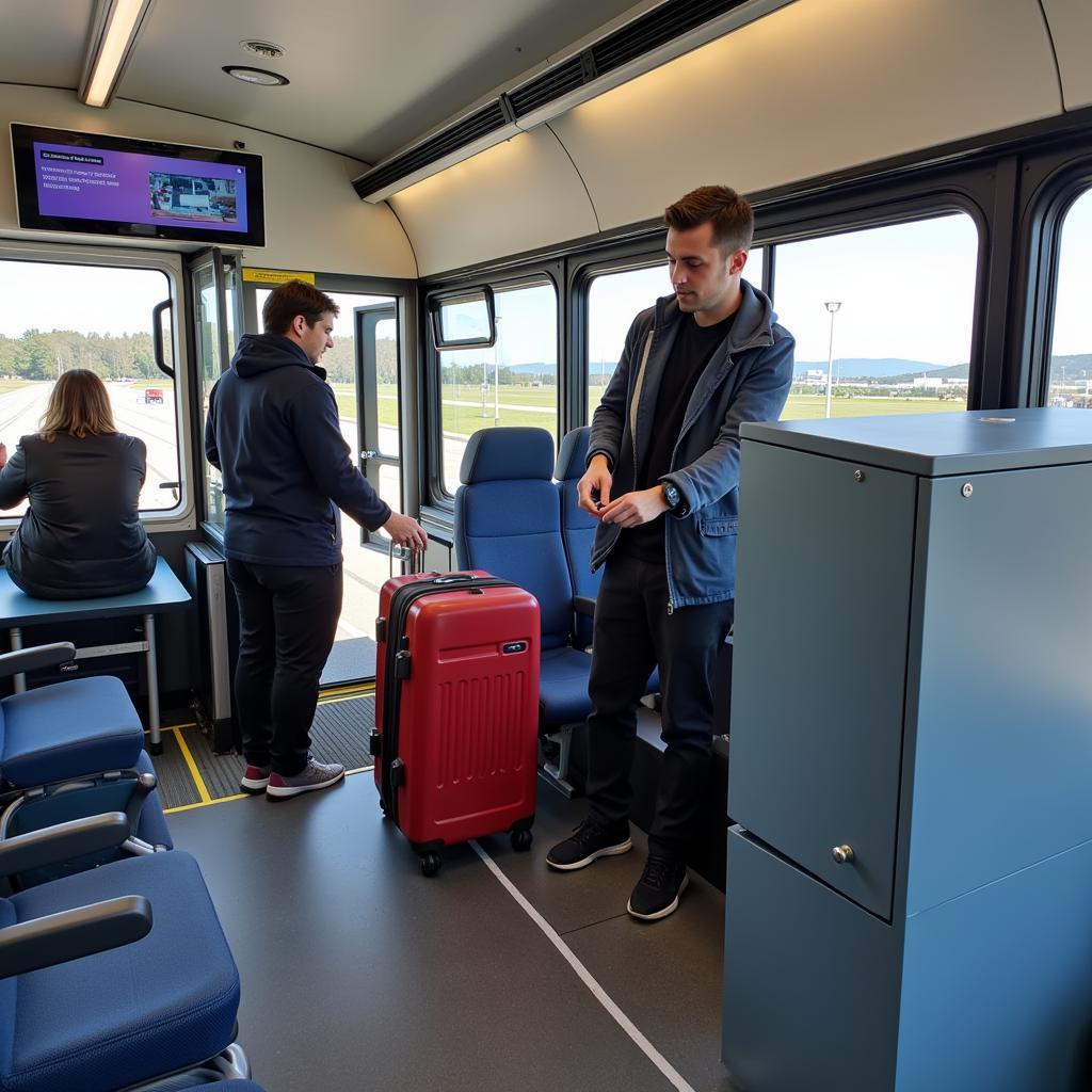 Passengers Storing Luggage on A3 Bus at Bristol Airport