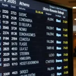 Aarhus Airport Departure Board showing flights and codes