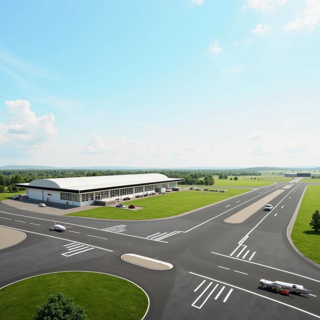 Abakaliki Airport Future Development: An artist's rendering of the planned expansion of the airport, with new terminal buildings and extended runways.