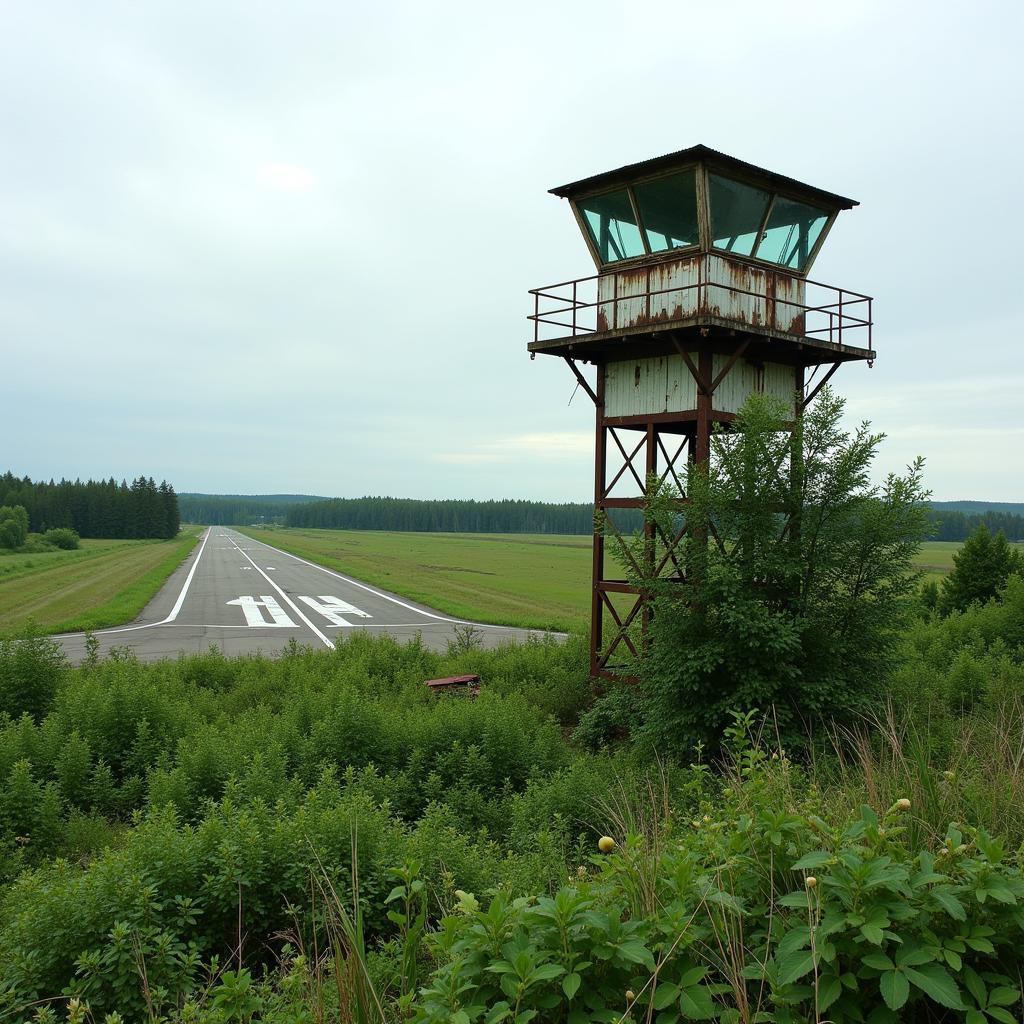 Abandoned Control Tower and Overgrown Runway