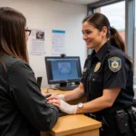 ABF officer assisting a traveler at Sydney Airport