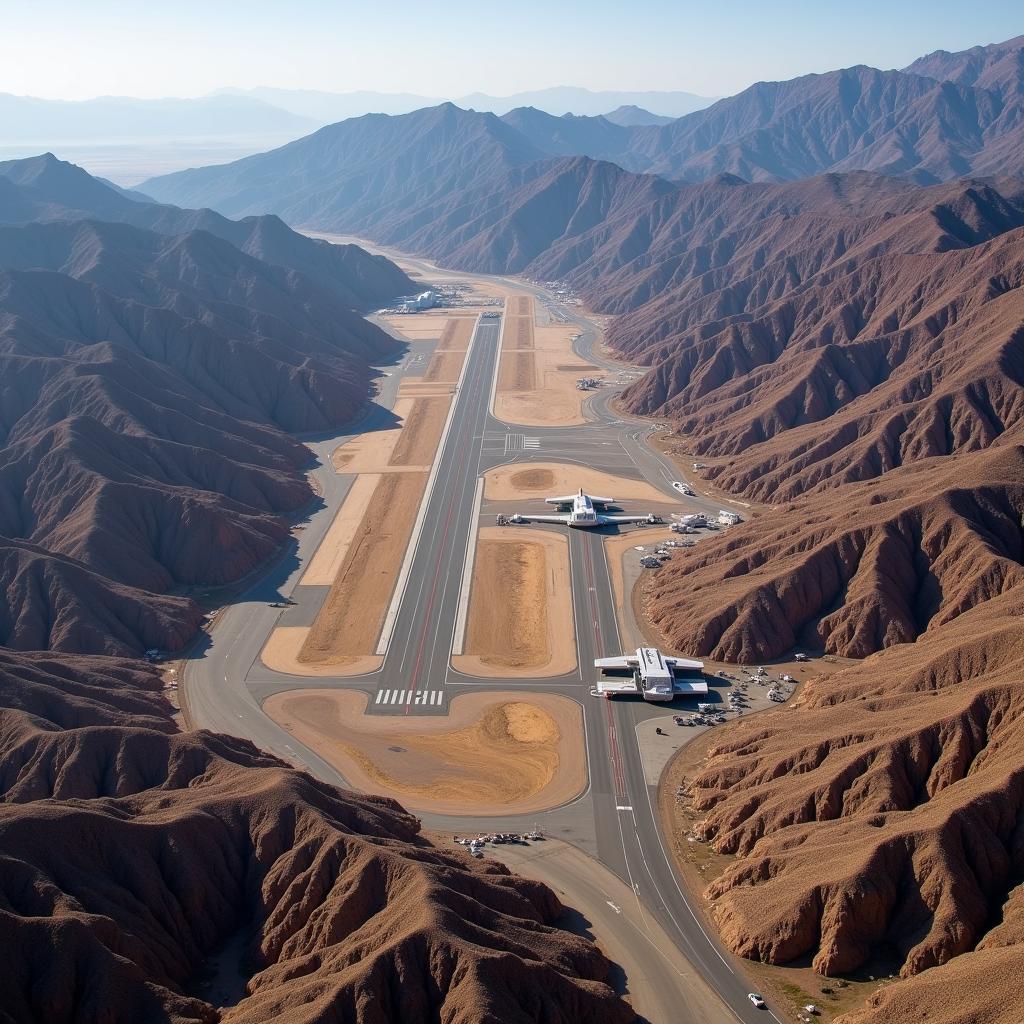 Abha Airport Aerial View Showing Mountainous Terrain