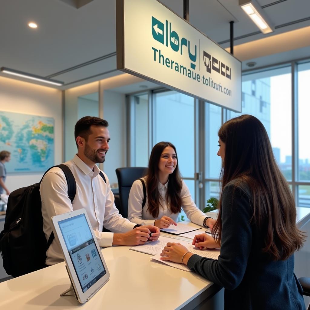 Abha Airport Information Desk Staff Assisting Traveler