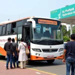 Pushpak Airport Liner bus at Abids stop