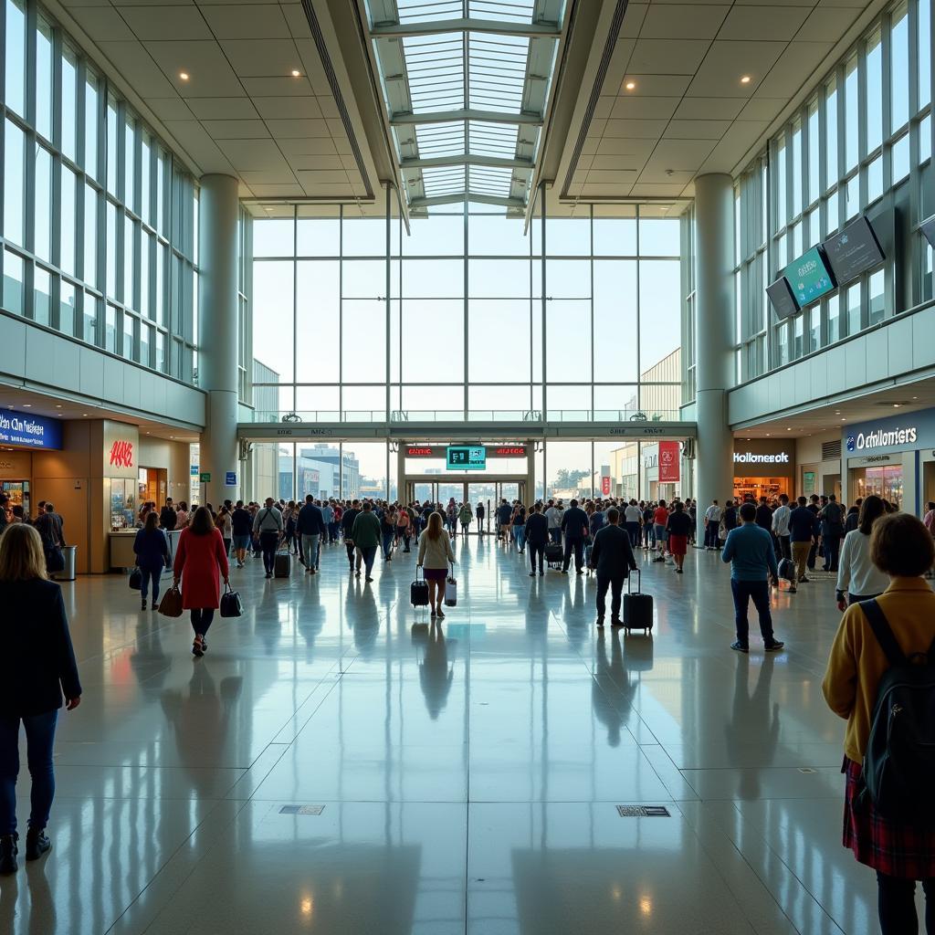 Modern and bustling ABJ airport terminal