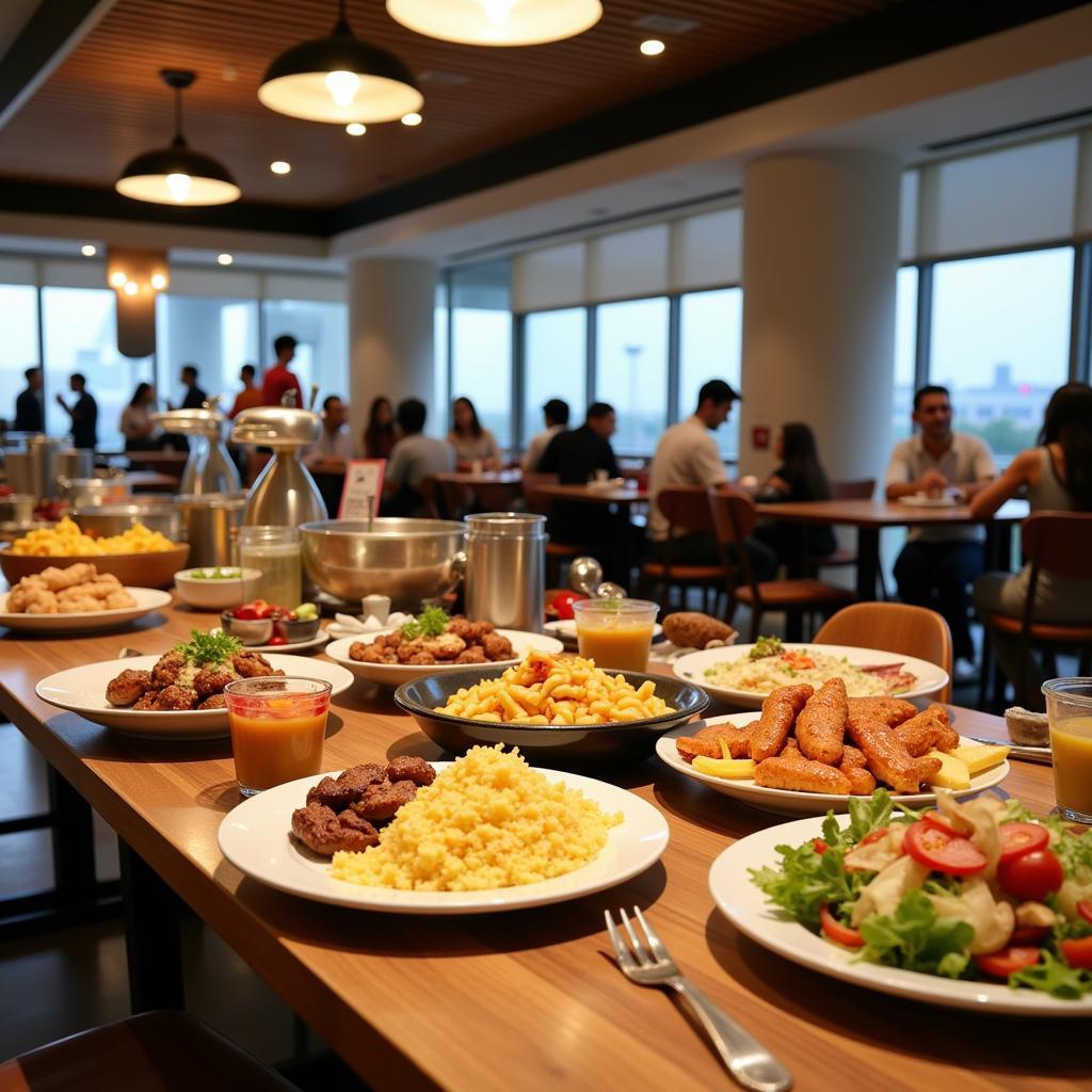 Dining at a restaurant in Abu Dhabi International Airport