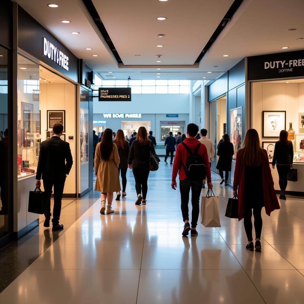 Shoppers browsing in the duty-free area of Abu Dhabi International Airport