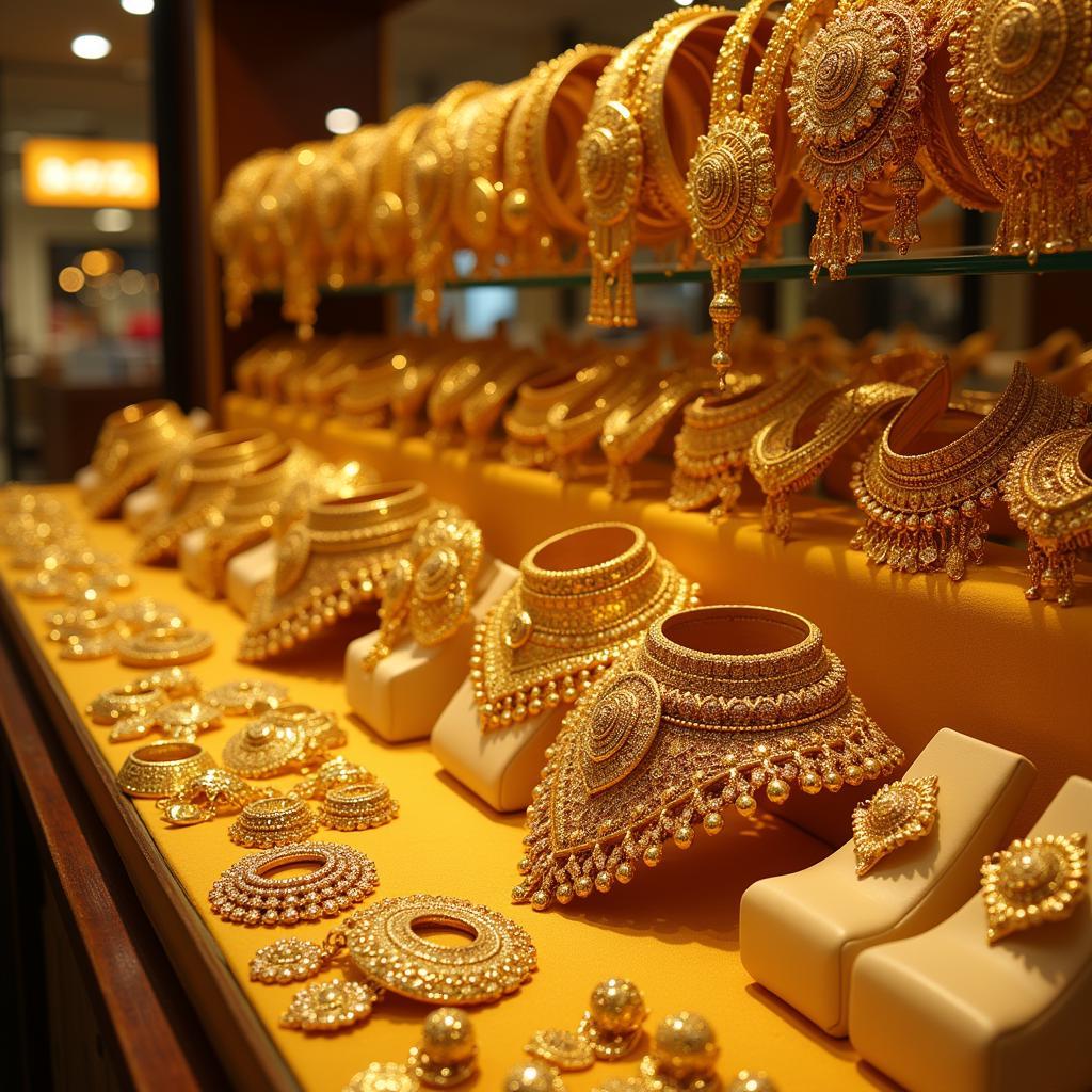 Gold Jewelry Display at Abu Dhabi Airport