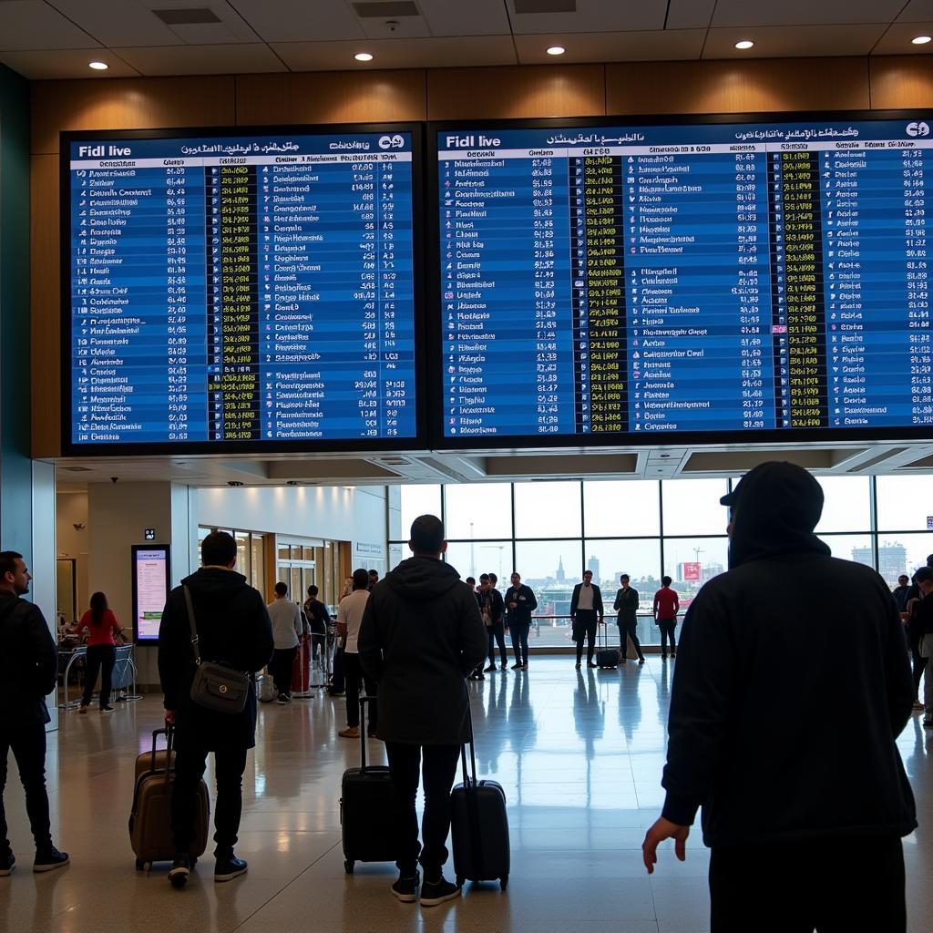 Abu Dhabi Airport Live Arrivals Board with Passengers