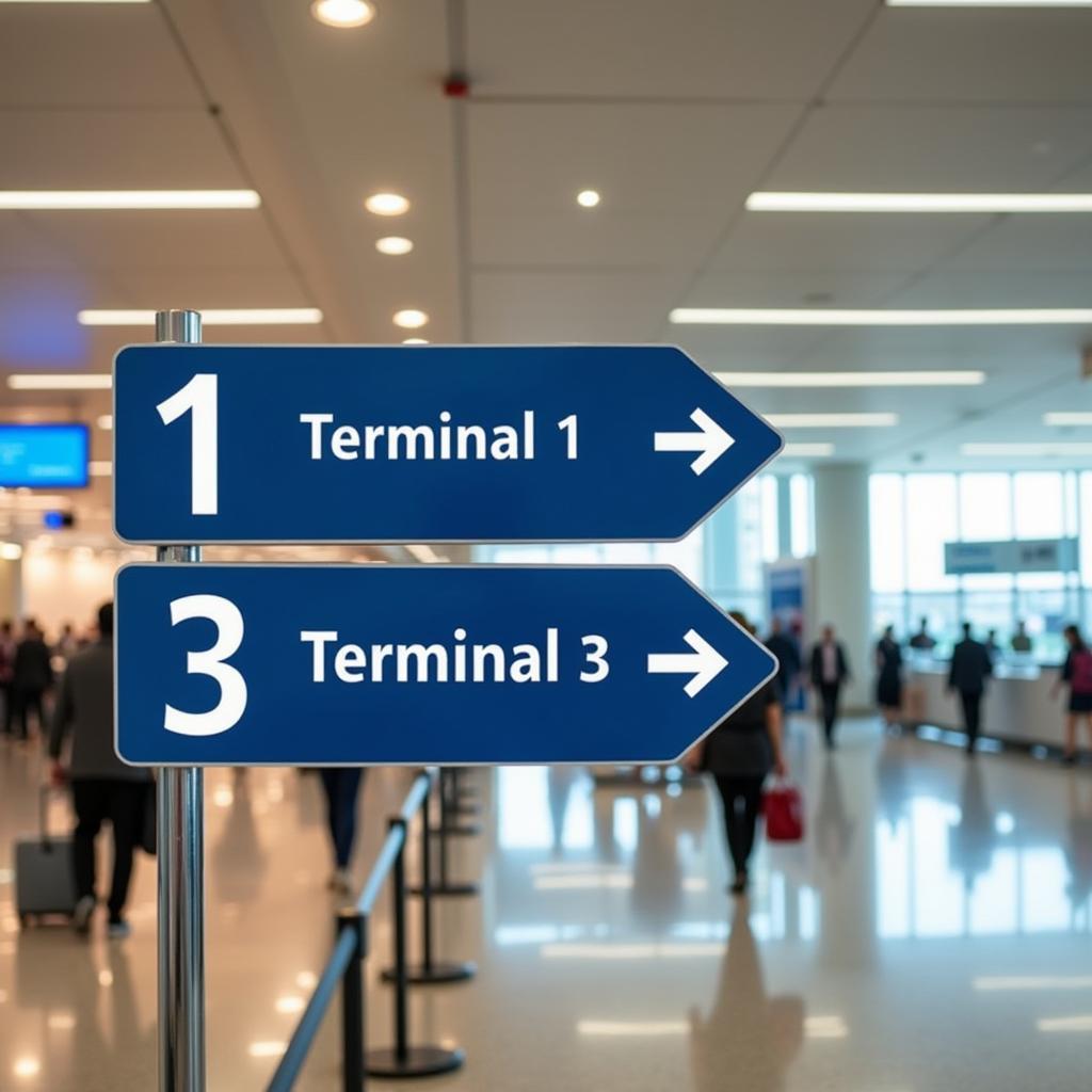 Navigating from Terminal 1 to Terminal 3 at Abu Dhabi Airport with signage