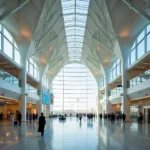 Abu Dhabi Airport Terminal Overview: A view of the spacious and modern interior of Abu Dhabi International Airport's terminal