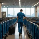 Abu Dhabi Airport Trolley Boy Managing Luggage