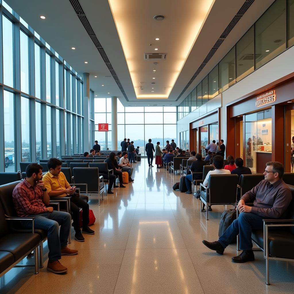 Passengers Waiting at Ahmedabad Airport Departure Lounge