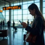 Passenger Checking Ahmedabad Airport Flight Status on Phone