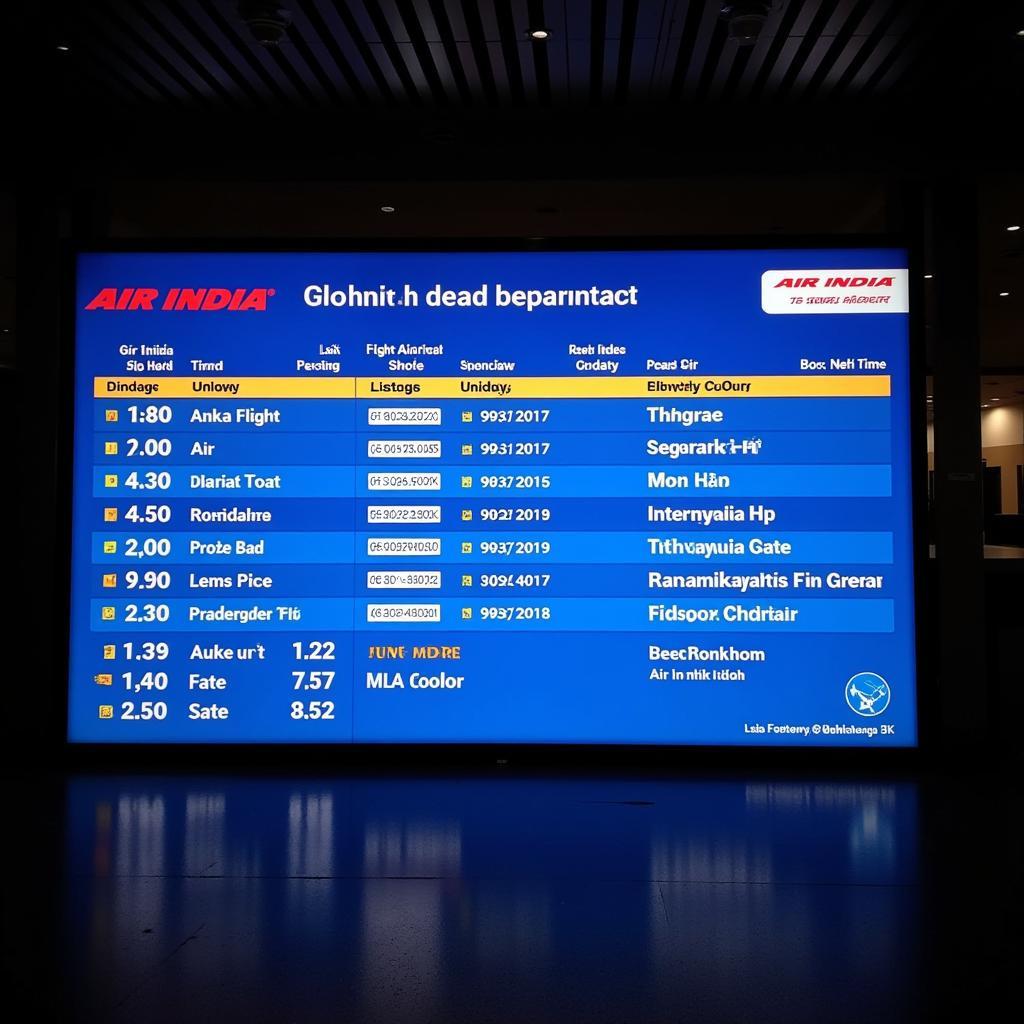 Air India Flight Information Display at Delhi Airport