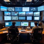 Airport Announcement Audio System in Control Room