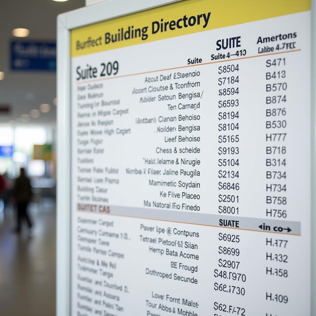 Locating Suite 209 in an Airport Building Directory