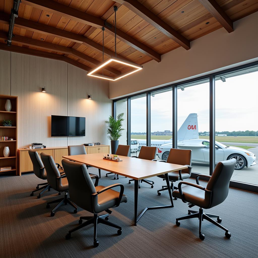 Interior of an Airport Chalet Business Meeting Room:  Modern and equipped for productive meetings.