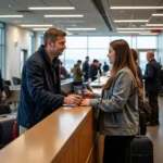 Checking in at the airport counter