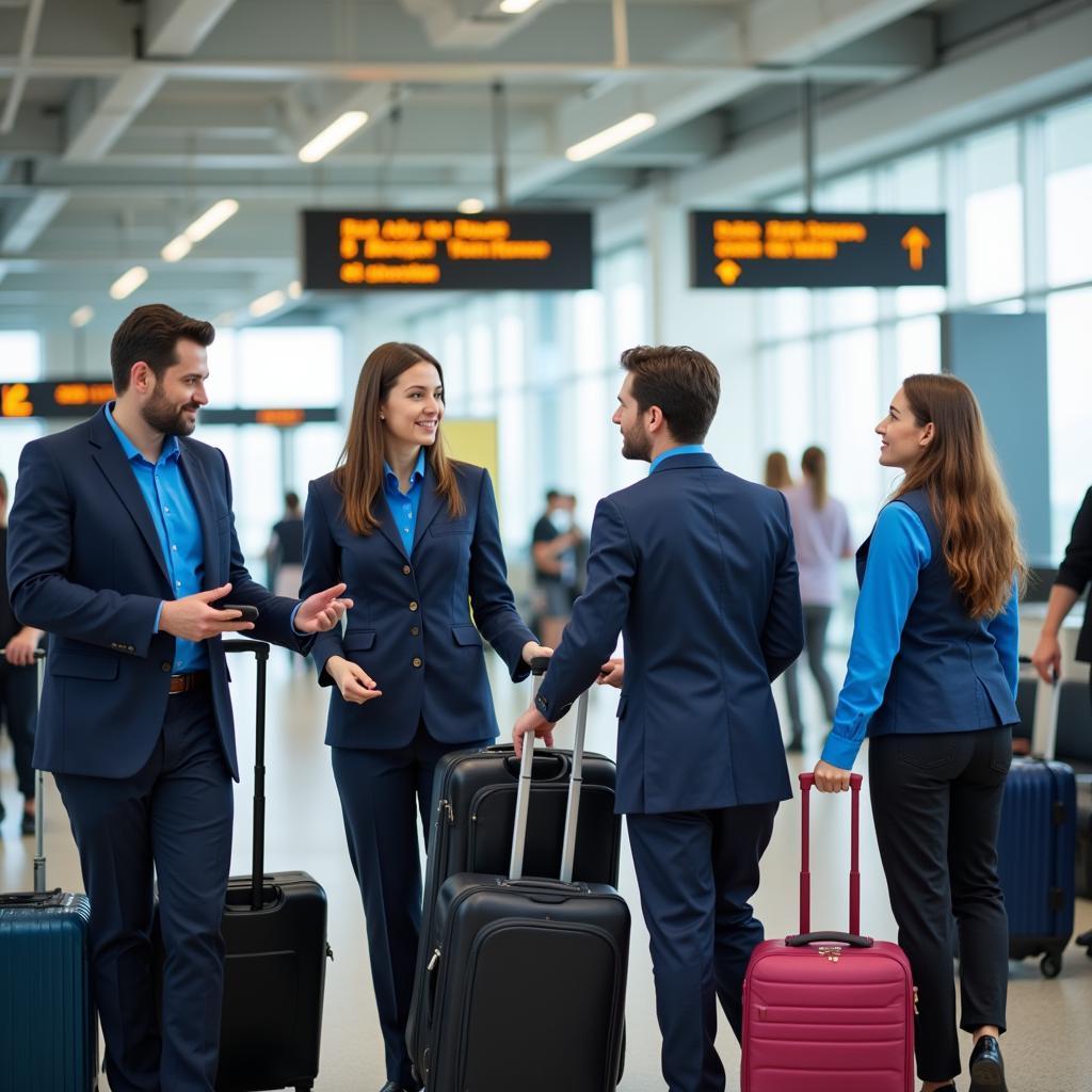 Airport Ground Staff Assisting Passengers