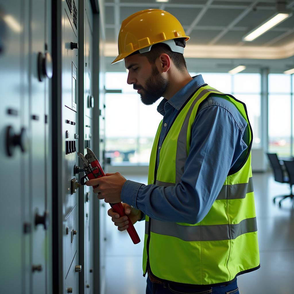 Airport Handyman Performing Maintenance