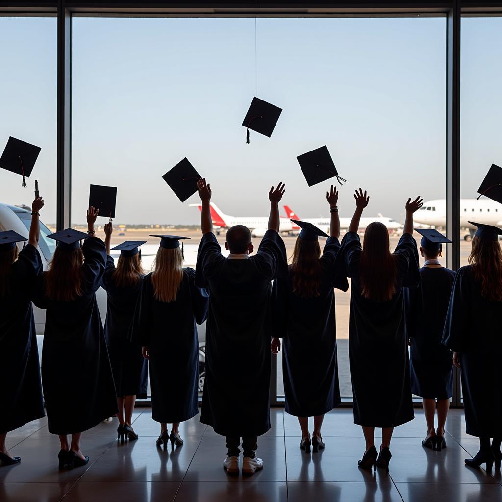 Graduation ceremony at an airport high school