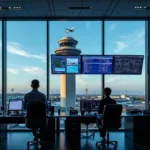 Air Traffic Control Tower Managing Flights