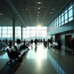 Quiet airport during off-peak travel time