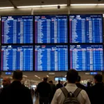 Airport Result: Flight Information Display Screen Showing Arrivals and Departures