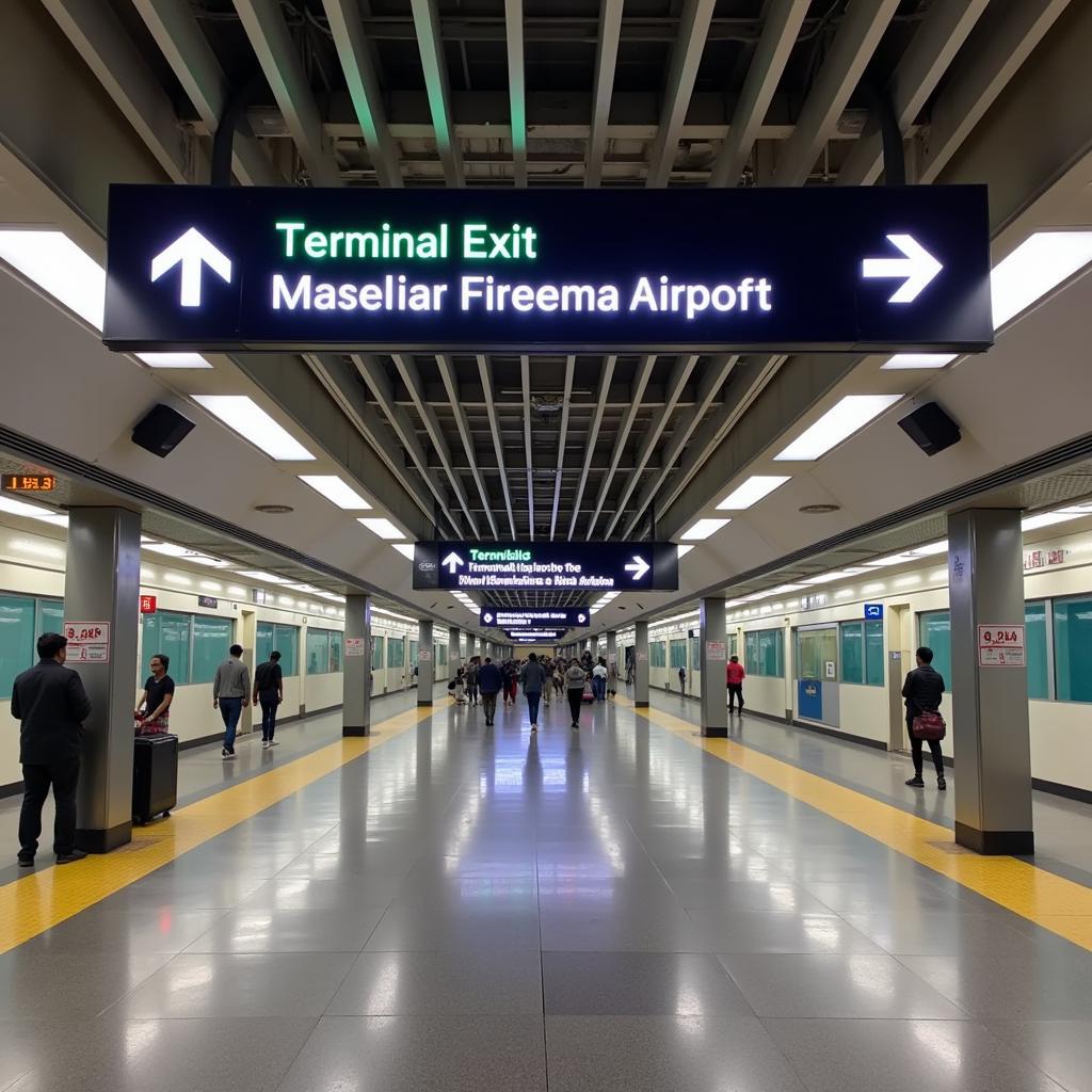 Signage at Airport Road Metro Station directing to Mumbai Airport Terminal 2