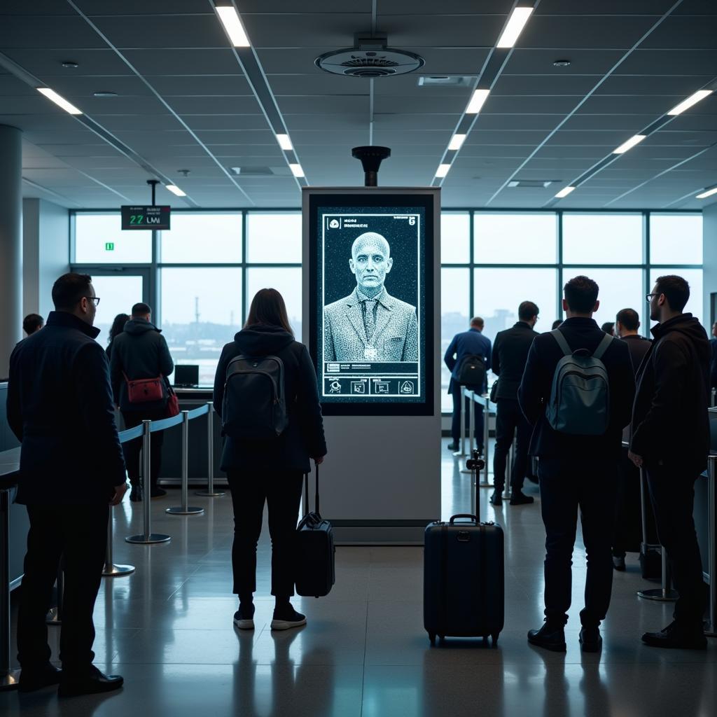 Airport security checkpoint with facial recognition technology