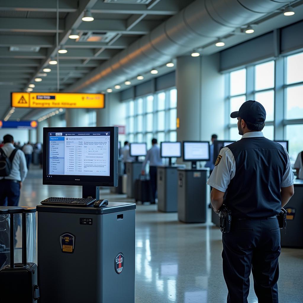 Airport Security Personnel Ensuring Safety in Delhi Airport