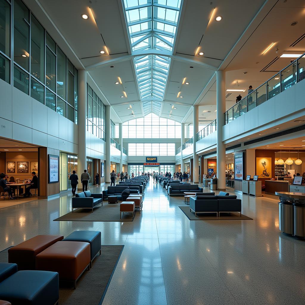 Airport Terminal Interior with Amenities