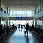 Modern Airport Terminal in North East India with Passengers